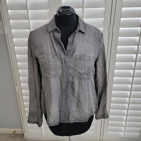Anthropologie Cloth & Stone Button Shirt - Gray - SUPER SOFT Size S - Picture 2 of 12